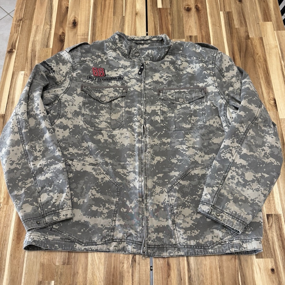 Dale Earnhardt‎ Jr Jacket Mens L Digital Camo Chase Authentics Nascar Full Zip